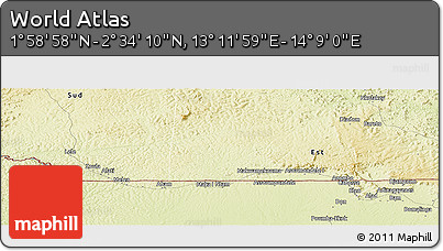 Physical Panoramic Map of the Area around 2° 16' 34" N, 13° 40' 30" E