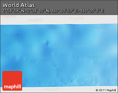 Shaded Relief 3D Map of the Area around 2° 16' 34" N, 141° 10' 30" E