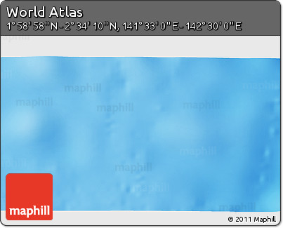 Shaded Relief 3D Map of the Area around 2° 16' 34" N, 142° 1' 30" E