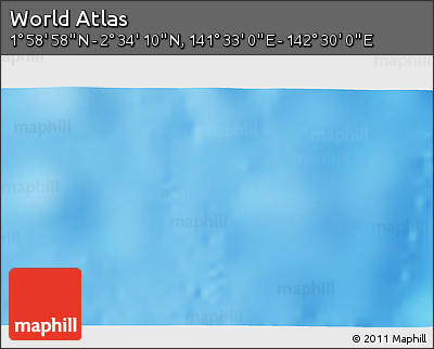 Shaded Relief 3D Map of the Area around 2° 16' 34" N, 142° 1' 30" E