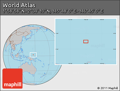 Gray Location Map of the Area around 2° 16' 34" N, 146° 16' 30" E