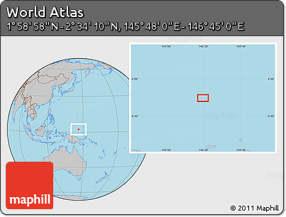 Gray Location Map of the Area around 2° 16' 34" N, 146° 16' 30" E