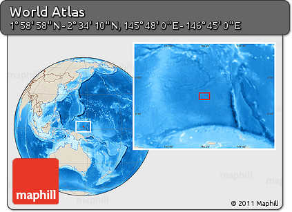 Shaded Relief Location Map of the Area around 2° 16' 34" N, 146° 16' 30" E