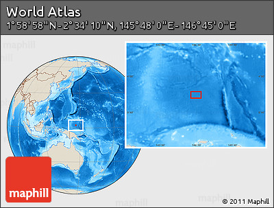 Shaded Relief Location Map of the Area around 2° 16' 34" N, 146° 16' 30" E