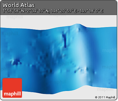 Physical 3D Map of the Area around 2° 16' 34" N, 148° 49' 29" E