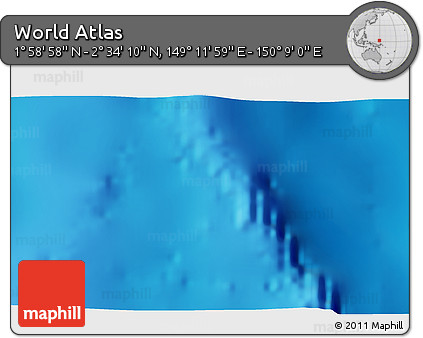 Shaded Relief 3D Map of the Area around 2° 16' 34" N, 149° 40' 30" E