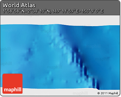 Shaded Relief 3D Map of the Area around 2° 16' 34" N, 149° 40' 30" E