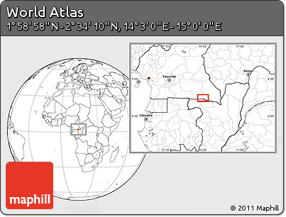 Blank Location Map of the Area around 2° 16' 34" N, 14° 31' 30" E