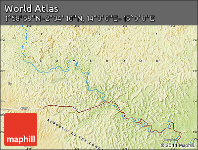 Physical Map of the Area around 2° 16' 34" N, 14° 31' 30" E
