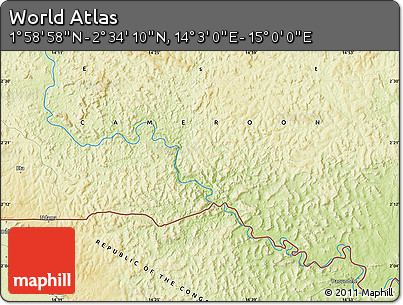 Physical Map of the Area around 2° 16' 34" N, 14° 31' 30" E