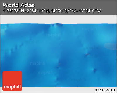 Physical 3D Map of the Area around 2° 16' 34" N, 14° 22' 30" W