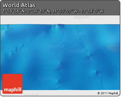 Physical 3D Map of the Area around 2° 16' 34" N, 14° 22' 30" W