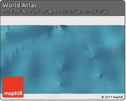 Satellite 3D Map of the Area around 2° 16' 34" N, 14° 22' 30" W