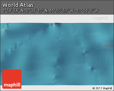 Satellite 3D Map of the Area around 2° 16' 34" N, 14° 22' 30" W