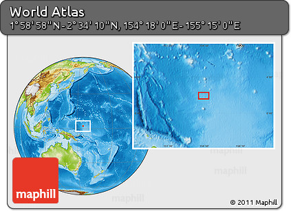 Physical Location Map of the Area around 2° 16' 34" N, 154° 46' 30" E