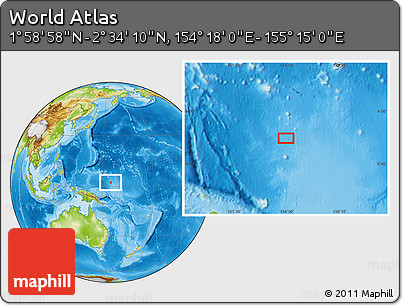 Physical Location Map of the Area around 2° 16' 34" N, 154° 46' 30" E
