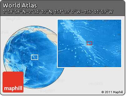 Shaded Relief Location Map of the Area around 2° 16' 34" N, 157° 10' 30" W
