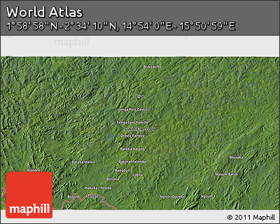Satellite 3D Map of the Area around 2° 16' 34" N, 15° 22' 30" E