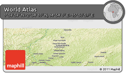 Physical Panoramic Map of the Area around 2° 16' 34" N, 15° 22' 30" E