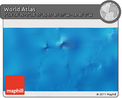 Shaded Relief 3D Map of the Area around 2° 16' 34" N, 15° 13' 29" W