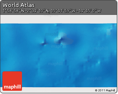 Shaded Relief 3D Map of the Area around 2° 16' 34" N, 15° 13' 29" W