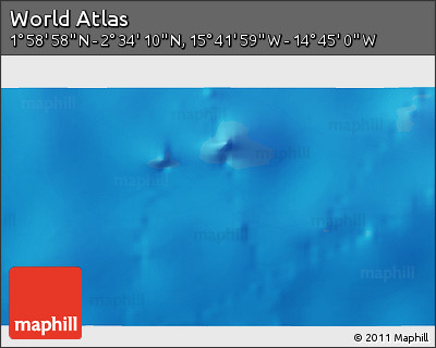 Shaded Relief 3D Map of the Area around 2° 16' 34" N, 15° 13' 29" W