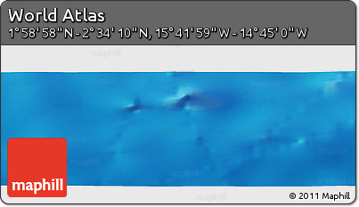 Shaded Relief Panoramic Map of the Area around 2° 16' 34" N, 15° 13' 29" W