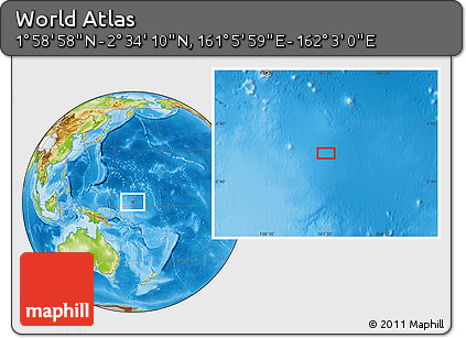 Physical Location Map of the Area around 2° 16' 34" N, 161° 34' 29" E