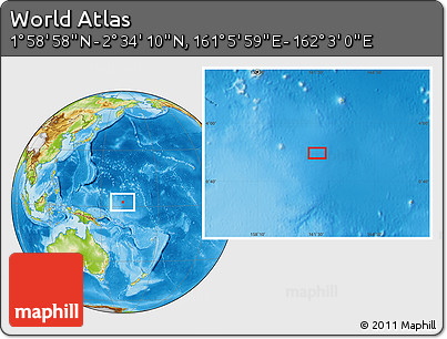 Physical Location Map of the Area around 2° 16' 34" N, 161° 34' 29" E