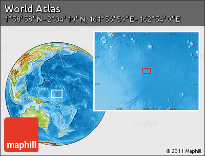 Physical Location Map of the Area around 2° 16' 34" N, 162° 25' 30" E