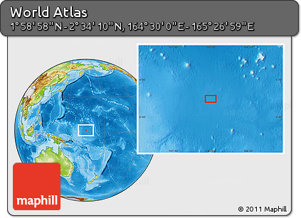 Physical Location Map of the Area around 2° 16' 34" N, 164° 58' 29" E