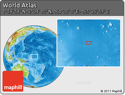 Physical Location Map of the Area around 2° 16' 34" N, 164° 58' 29" E