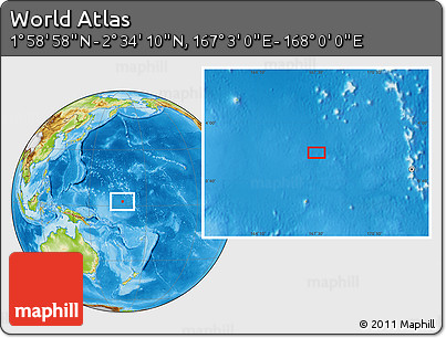 Physical Location Map of the Area around 2° 16' 34" N, 167° 31' 30" E