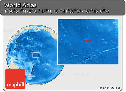 Shaded Relief Location Map of the Area around 2° 16' 34" N, 168° 13' 29" W