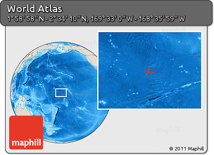 Shaded Relief Location Map of the Area around 2° 16' 34" N, 169° 4' 29" W