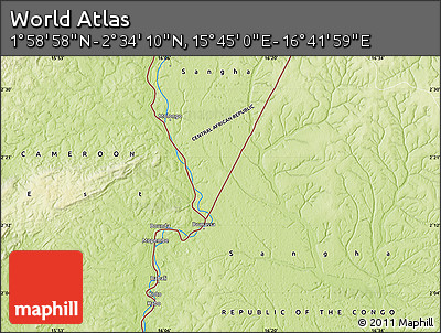 Physical Map of the Area around 2° 16' 34" N, 16° 13' 30" E
