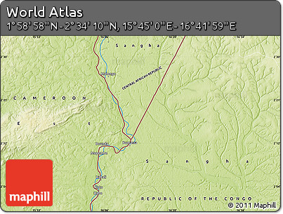 Physical Map of the Area around 2° 16' 34" N, 16° 13' 30" E