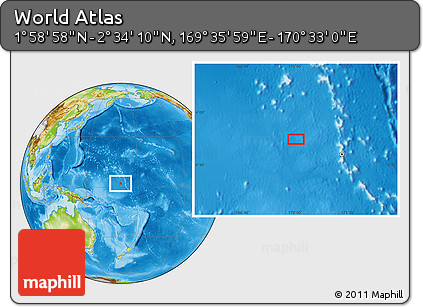 Physical Location Map of the Area around 2° 16' 34" N, 170° 4' 29" E
