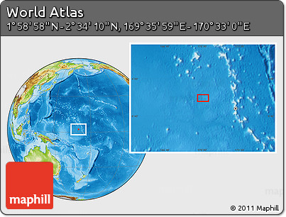 Physical Location Map of the Area around 2° 16' 34" N, 170° 4' 29" E