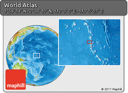 Physical Location Map of the Area around 2° 16' 34" N, 172° 37' 30" E
