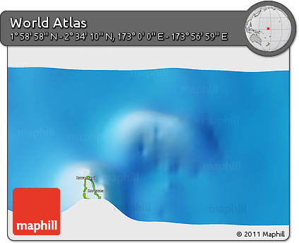 Physical 3D Map of the Area around 2° 16' 34" N, 173° 28' 29" E