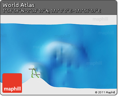 Physical 3D Map of the Area around 2° 16' 34" N, 173° 28' 29" E