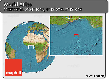 Satellite Location Map of the Area around 2° 16' 34" N, 1° 46' 29" E