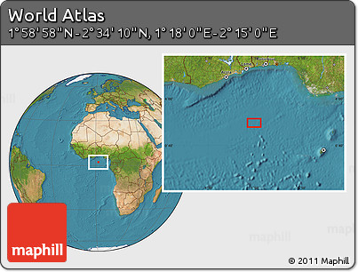 Satellite Location Map of the Area around 2° 16' 34" N, 1° 46' 29" E
