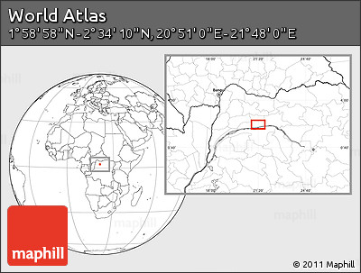 Blank Location Map of the Area around 2° 16' 34" N, 21° 19' 30" E