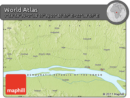 Physical Map of the Area around 2° 16' 34" N, 22° 10' 29" E
