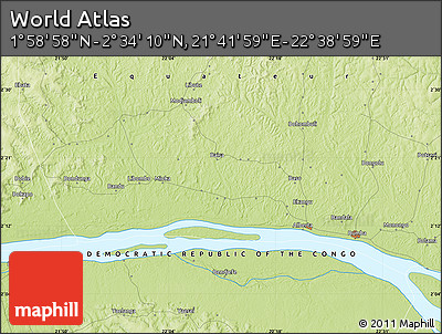 Physical Map of the Area around 2° 16' 34" N, 22° 10' 29" E
