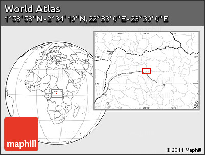 Blank Location Map of the Area around 2° 16' 34" N, 23° 1' 29" E