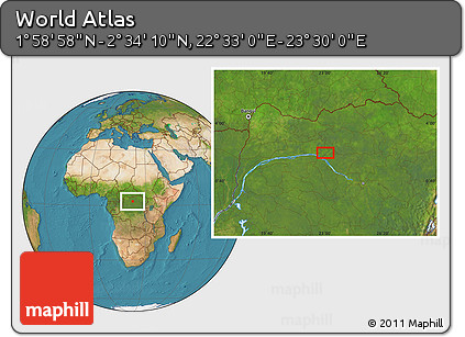 Satellite Location Map of the Area around 2° 16' 34" N, 23° 1' 29" E