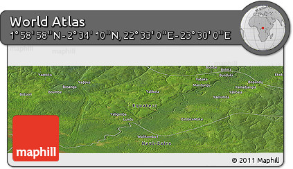 Satellite Panoramic Map of the Area around 2° 16' 34" N, 23° 1' 29" E